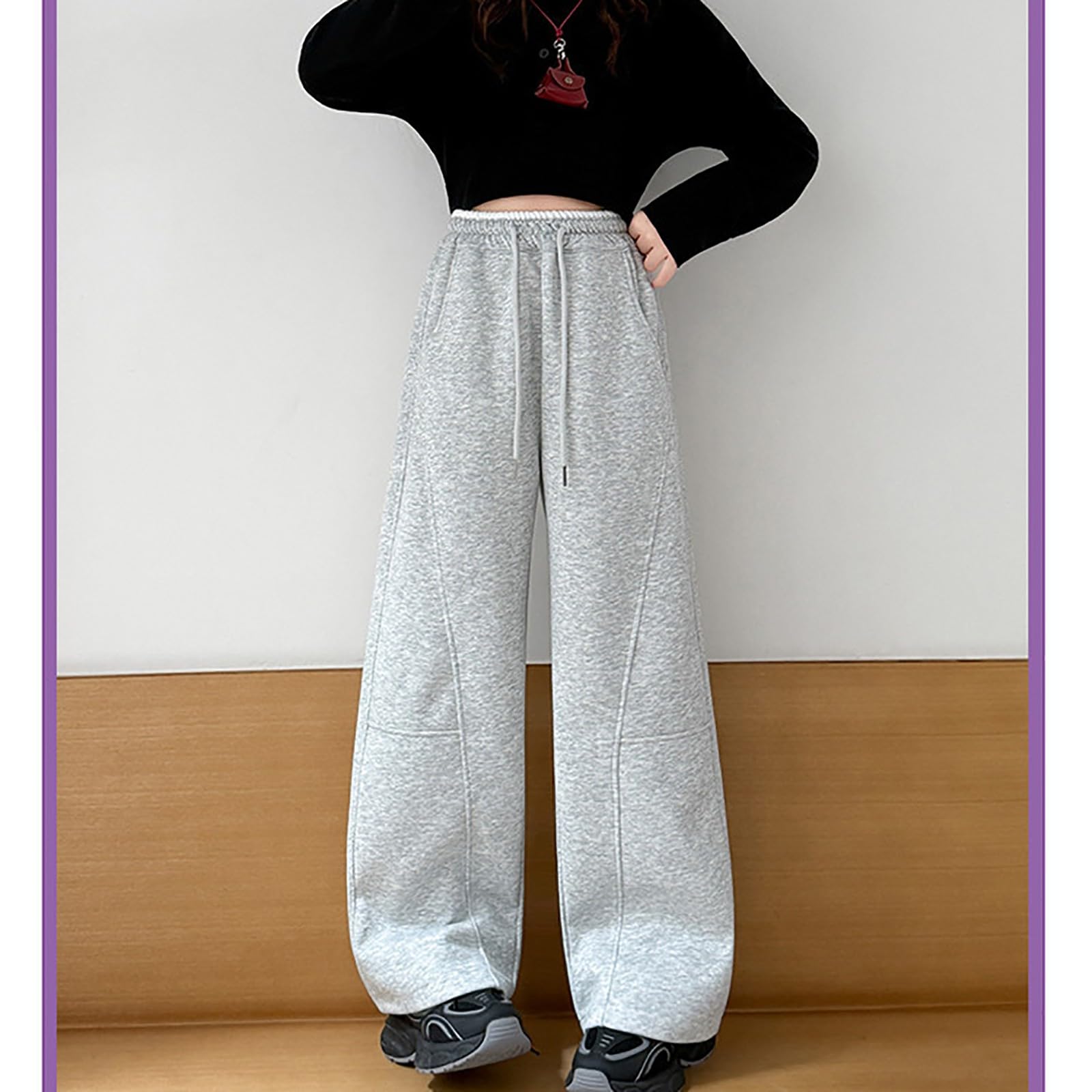 Pantaloni della tuta larghi da ragazza foderati in pile pantaloni a gamba larga per bambini morbidi caldi elastici in vita joggers comfort casual sport scuola jogging pantaloni