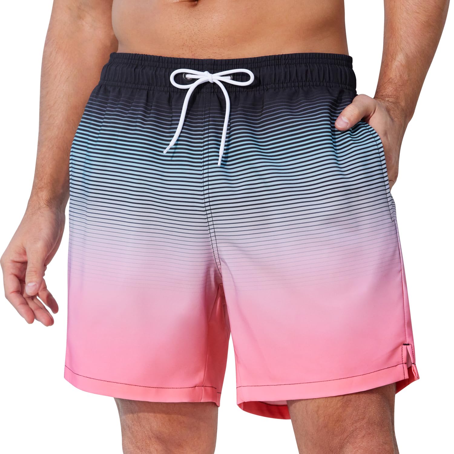 SILKWORLD Men's Swim Trunks Quick Dry Beach Shorts with Pockets