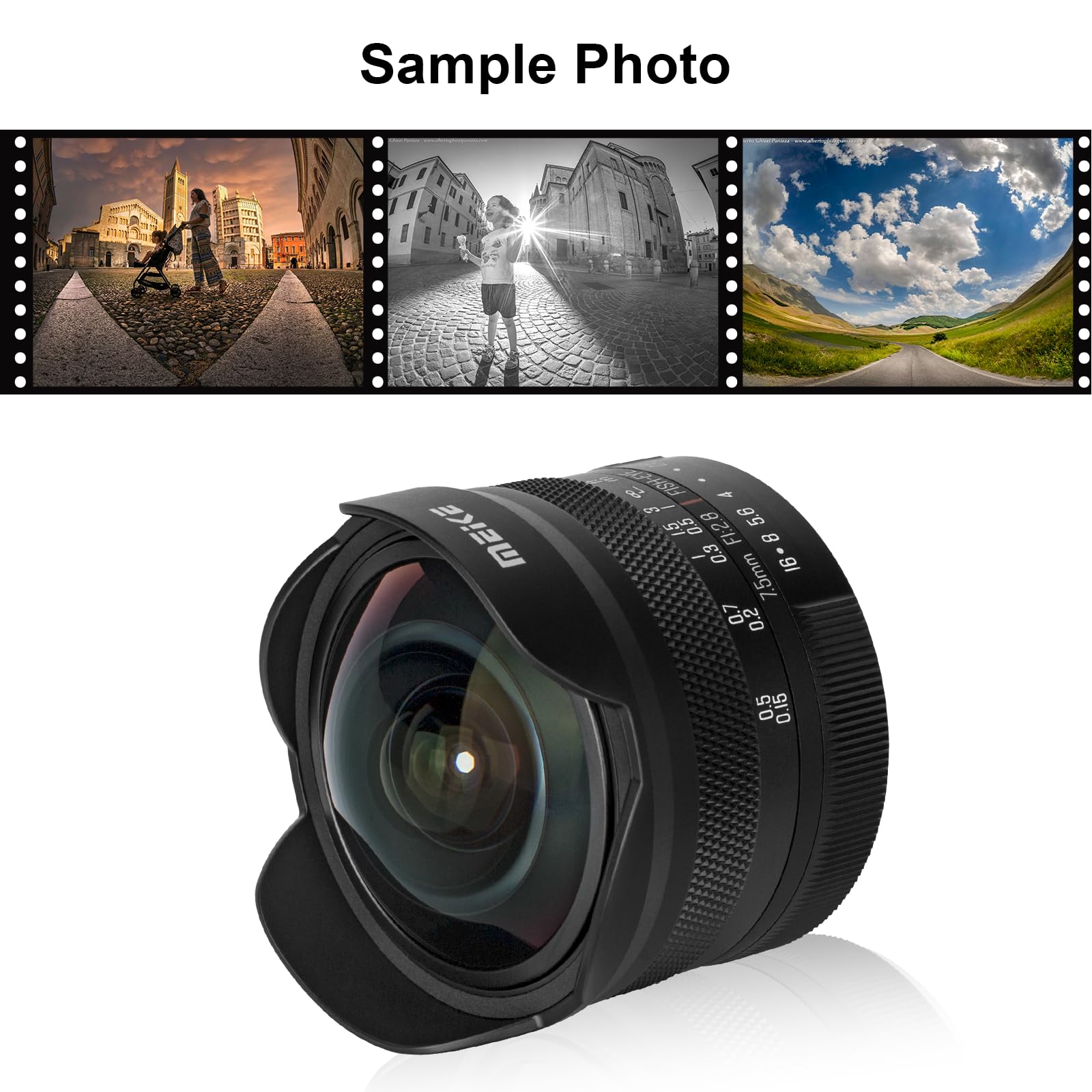 Meike Objectif fisheye Circulaire Ultra Large 7,5 mm F2.8, Compatible avec Les appareils Photo sans Miroir Panasonic Lumix Olypums M43 GH4 GH5 GH6