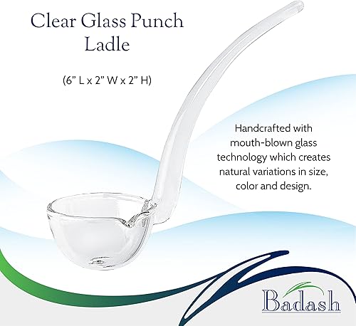 Miniatura 3 de Badash Cucharón de cristal pequeño de 6 pulgadas, cristal soplado sin plomo de calidad artesanal Heritage, elegante utensilio transparente