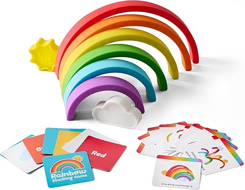Miniatura 2 de Chuckle & Roar - Rainbow Stacker - Aprendizaje táctil - Juguete apilable - Diversión preescolar - Juguete de silicona