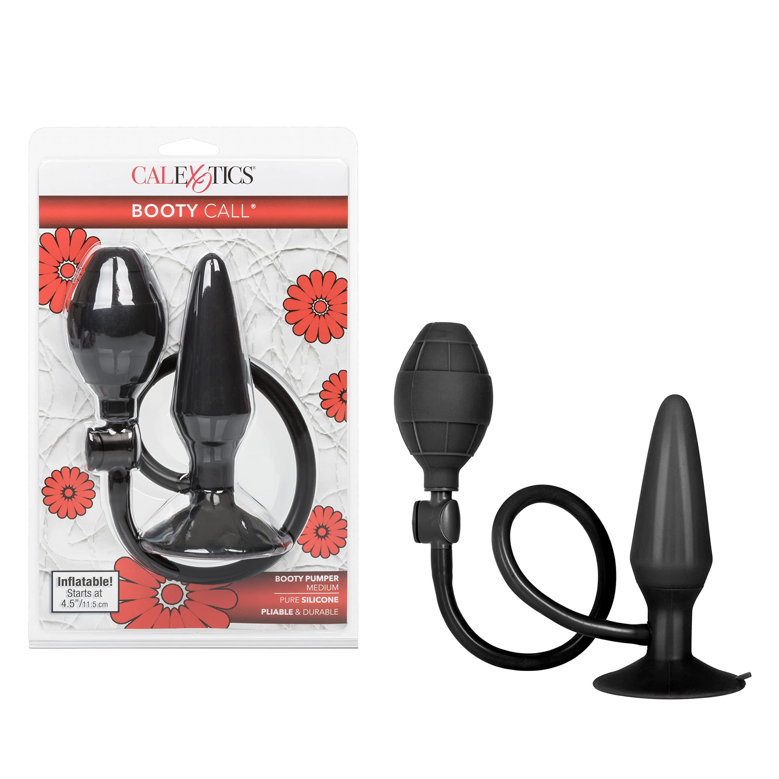 Black Booty Call Pumper Silicone Inflatable Medium Anal Plug