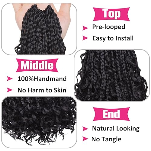 Miniatura 3 de Unionbeauty - Paquete de 8 paquetes de trenzas bohemias de 10 pulgadas, cabello de ganchillo de diosa, trenzas de ganchillo para mujeres negras, con