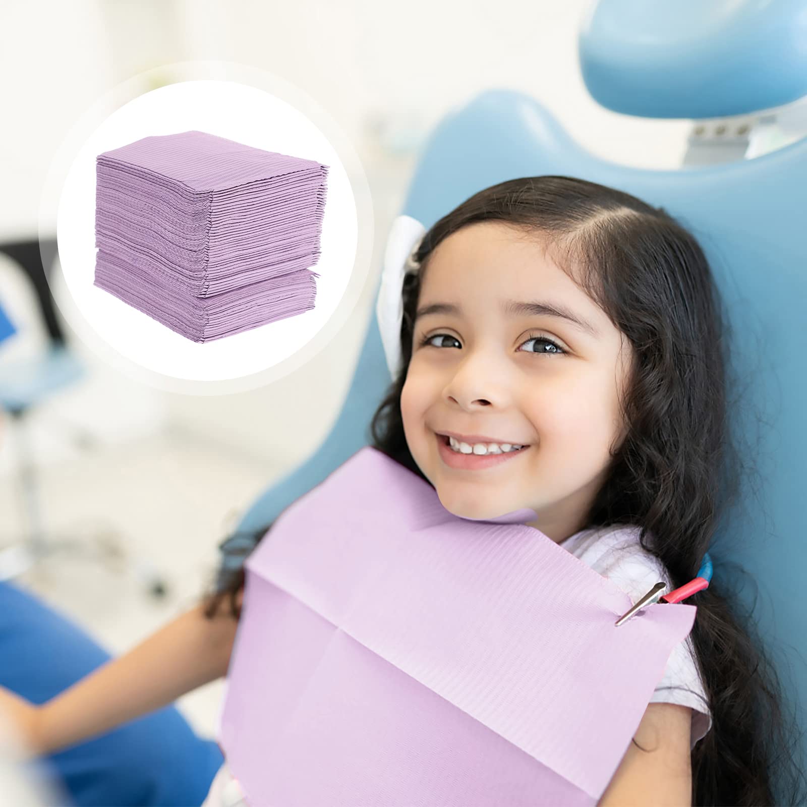 Healifty Bavaglini Dentali Monouso Impermeabili in Polietilene Per Uso Clinico Sciarpa Orale Assorbente Di Saliva Per Odontoiatria E Bellezza 115-120 Pezzi Viola