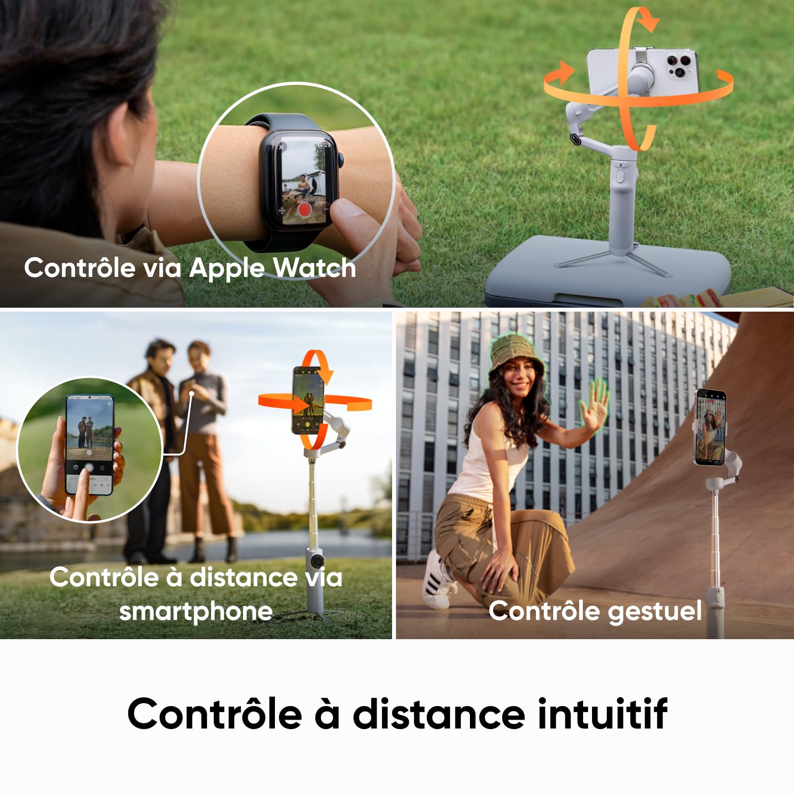 Insta360 Flow 2 Plus Pack traqueur IA Gris - Stabilisateur Smartphone pour iPhone Android, Suivi IA et de Groupes, Gimbal avec trépied et Perche à Selfie intégrés, léger et Portable pour vlog Voyage