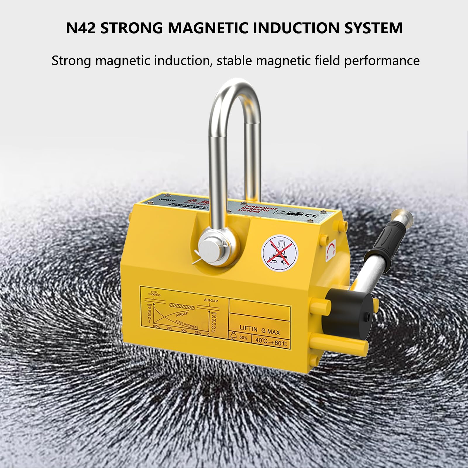 Magnete di Sollevamento for impieghi gravosi con Rilascio, Forza di trazione di 0,1-3 tonnellate, for Il Sollevamento di Acciaio, Barra Rotonda, Fattore di Sicurezza 3,0(3300lb/1.5 TON)