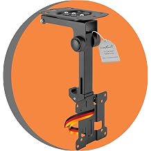 PureMounts TV Ceiling Mount for TVs, Suitable for 13-27 Inches, Foldable, Height-Adjustable, Swivelling, Tilting, up to VESA 100 x 100, Black