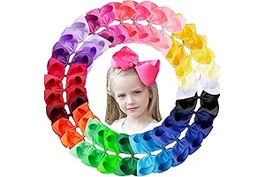 Oaoleer 8 Inch Hair Bows Clips, Grosgrain Ribbon Bows for Girls