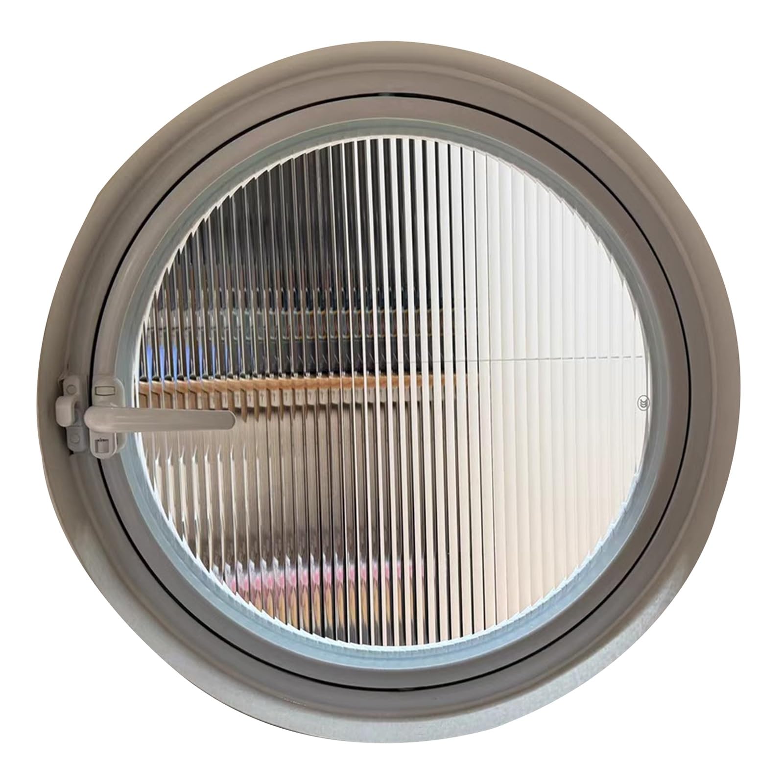 Finestra A Battente Girevole Finestra a oblò rotonda girevole ad asse centrale, finestra di ventilazione con vetro temperato a strisce per la privacy, per bagno, camera da letto, soggiorno(40cm/15.7")