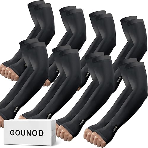 GOUNOD Arm Sleeves for Men and WomenBlack White Compression Sleeve to Cover Full Arms