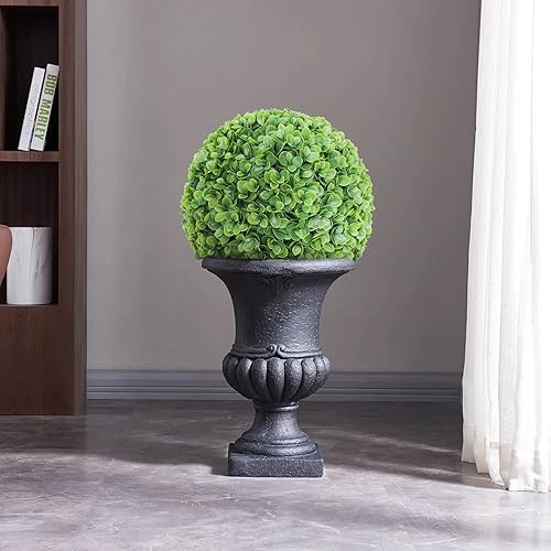Goleray Bola de boj de 15 pulgadas, plantas artificiales topiarias, 1 paquete de césped artificial para exteriores, decoración para el hogar,