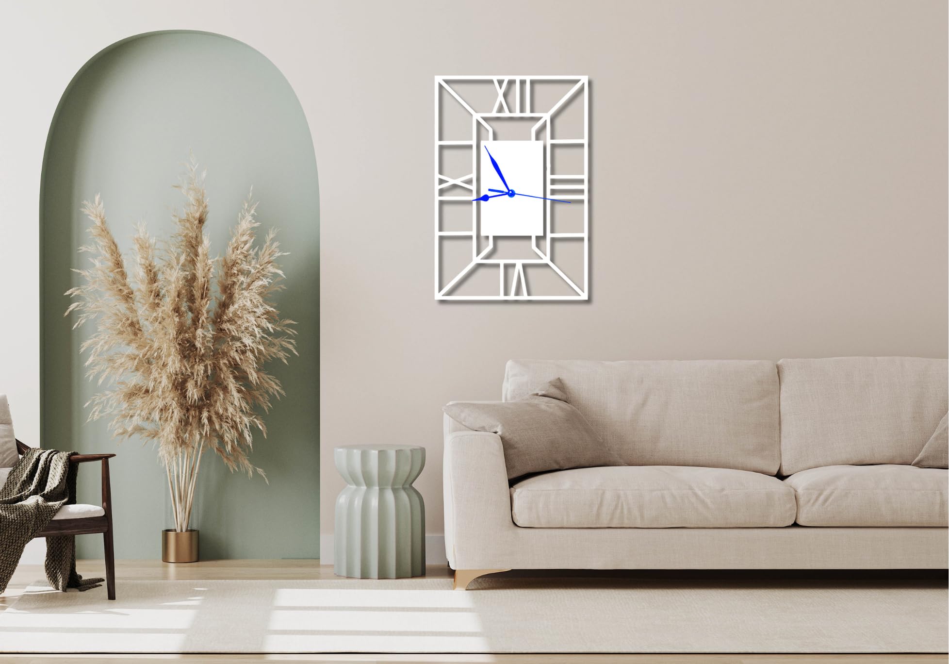Ventuos® Modern & Stylish Metal Wall Clock for Living Room, Bedroom, School, Office, Kitchen & Bar Designer Wall Watch for Home and Hall (2 Hands Free) - - Rectangle Roman (White-50 Cm (20 Inch)) 1