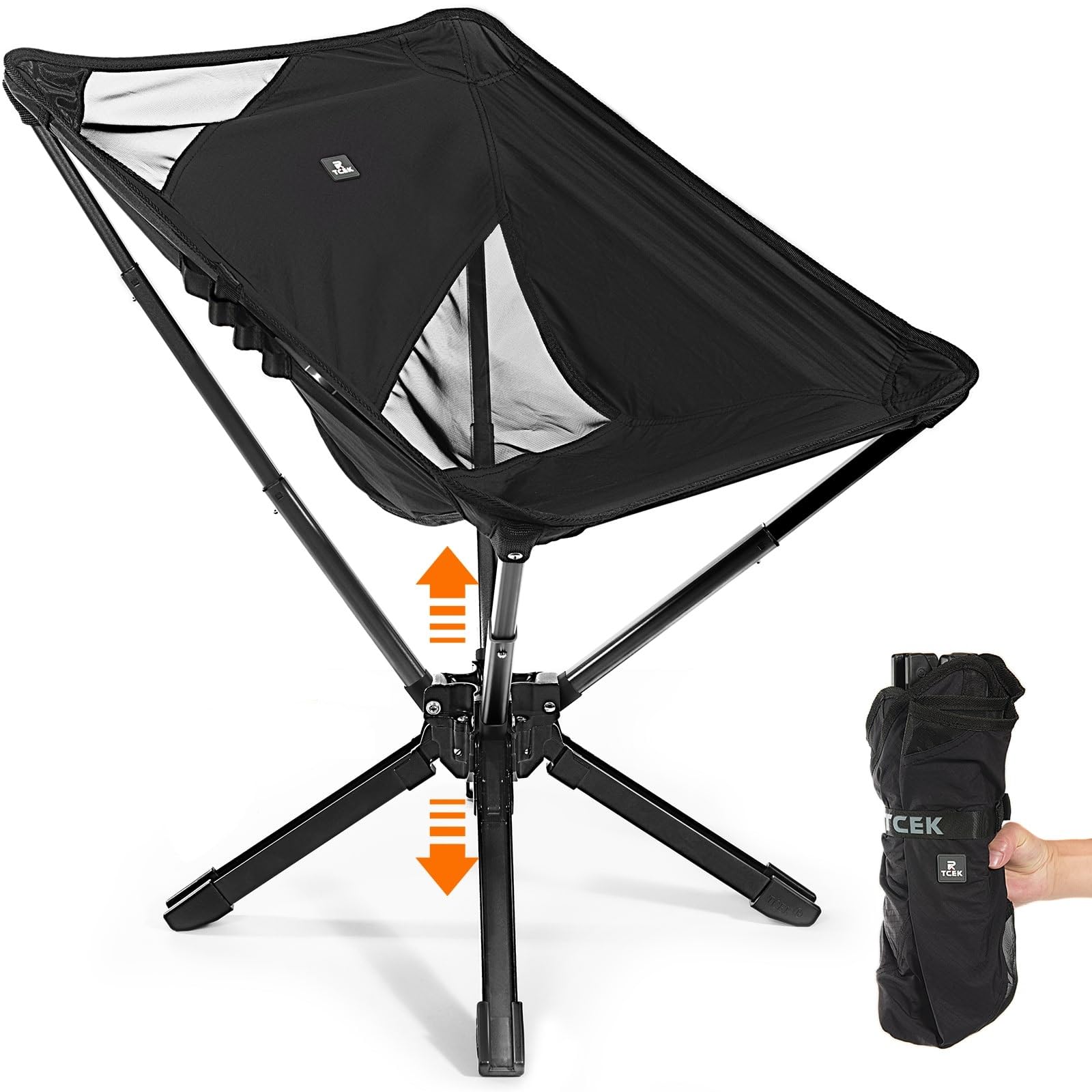 RiseLite Adjustable Portable Chair - Small Compact Folding Chair for Adults, Setup in 6 Seconds, Lightweight Outdoor Backpack Chairs for Camping, Travel, Hiking, Concert