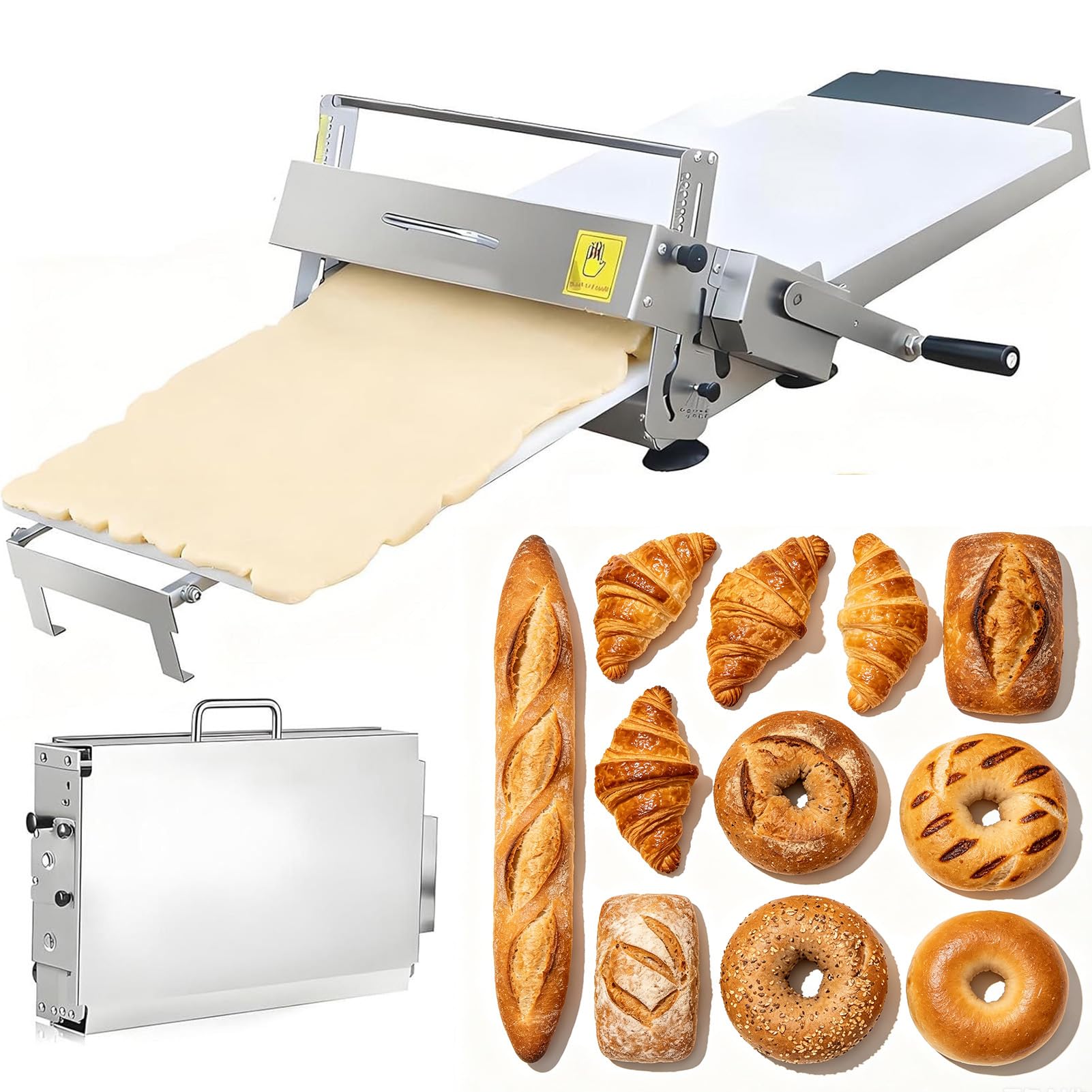 Sfogliatrice Manuale in Acciaio Inox, Sfogliatrice Pasticceria Pieghevole, Regolazione Spessore 0-27 Mm, Ampia 30x60cm/40x90cm, Perfetta per Panetterie, Pizzerie E Cucine Casalinghe