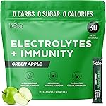 Keto Vitals Immunity Sugar Free Electrolytes Powder with Vitamin C, Ginger, Turmeric, & Elderberry - Boost Your Immune System and Rehydrate Your Body - Green Apple Flavor, 30 Count