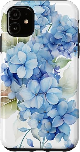 Funda para iPhone 11 con patrón de acuarela de hortensias
