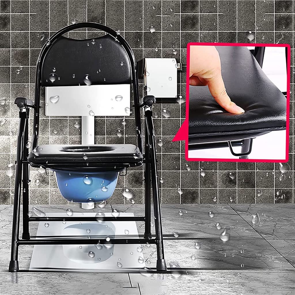 Składana Komoda/Krzesełko Pod Prysznic Przenośne składane Commodes Krzesło, Łazienka Krzesło toaletowe z oparciem, podłokietnikiem, Regulowany Krzesło prysznicowe Kemping Toaleta Krzesło alternatywne