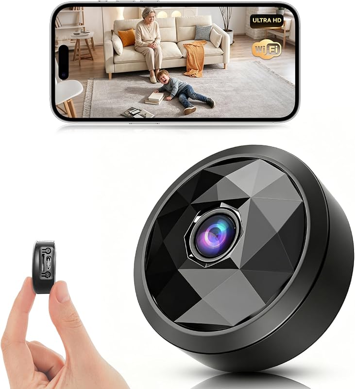 4K Indoor Mini WiFi Hidden Camera:with Motion Alerts&Night Vision(black) | Mini spy camera for home, Wireless Nanny cam Works with APP control,Free Cloud Storage