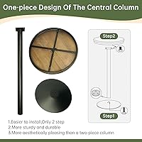 Vista 7 de Mesa de bar redonda de 42 pulgadas de altura con parte superior de madera maciza y base de metal resistente, mesa de pub industrial rústica