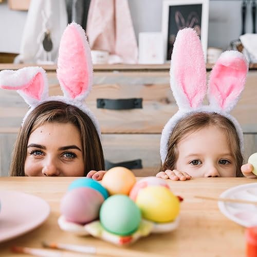 Miniatura 7 de Max Fun 16 diademas de orejas de conejo de Pascua, diadema de orejas de conejo, diadema de conejo de felpa para niños, recuerdos de fiesta de Pascua