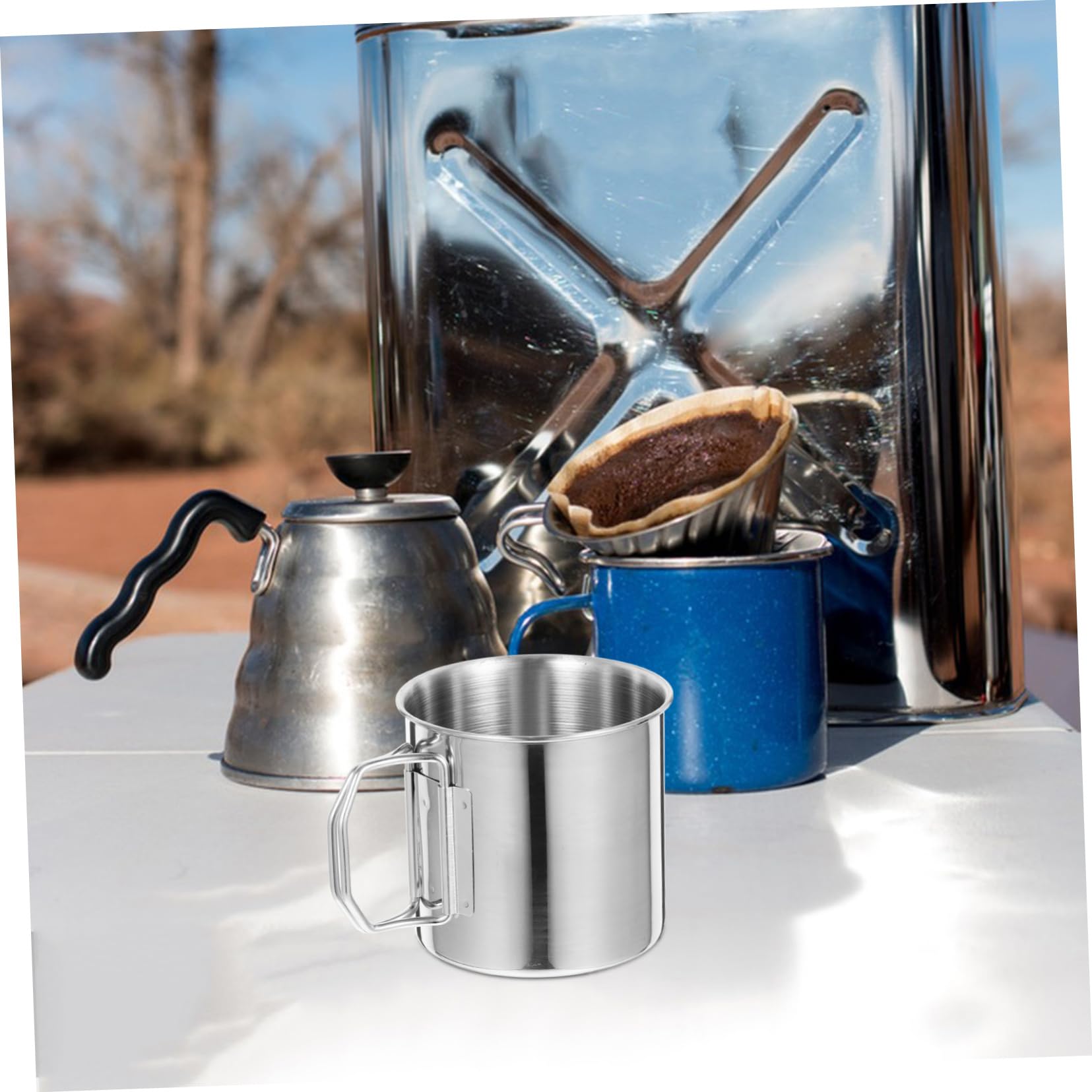 TOYANDONA 4 ensembles Gobelet Pliable En Acier Inoxydable 304 Pour Boire Voyager Café Camping Portable Extérieur Pliable En Métal 2 pièces * 4