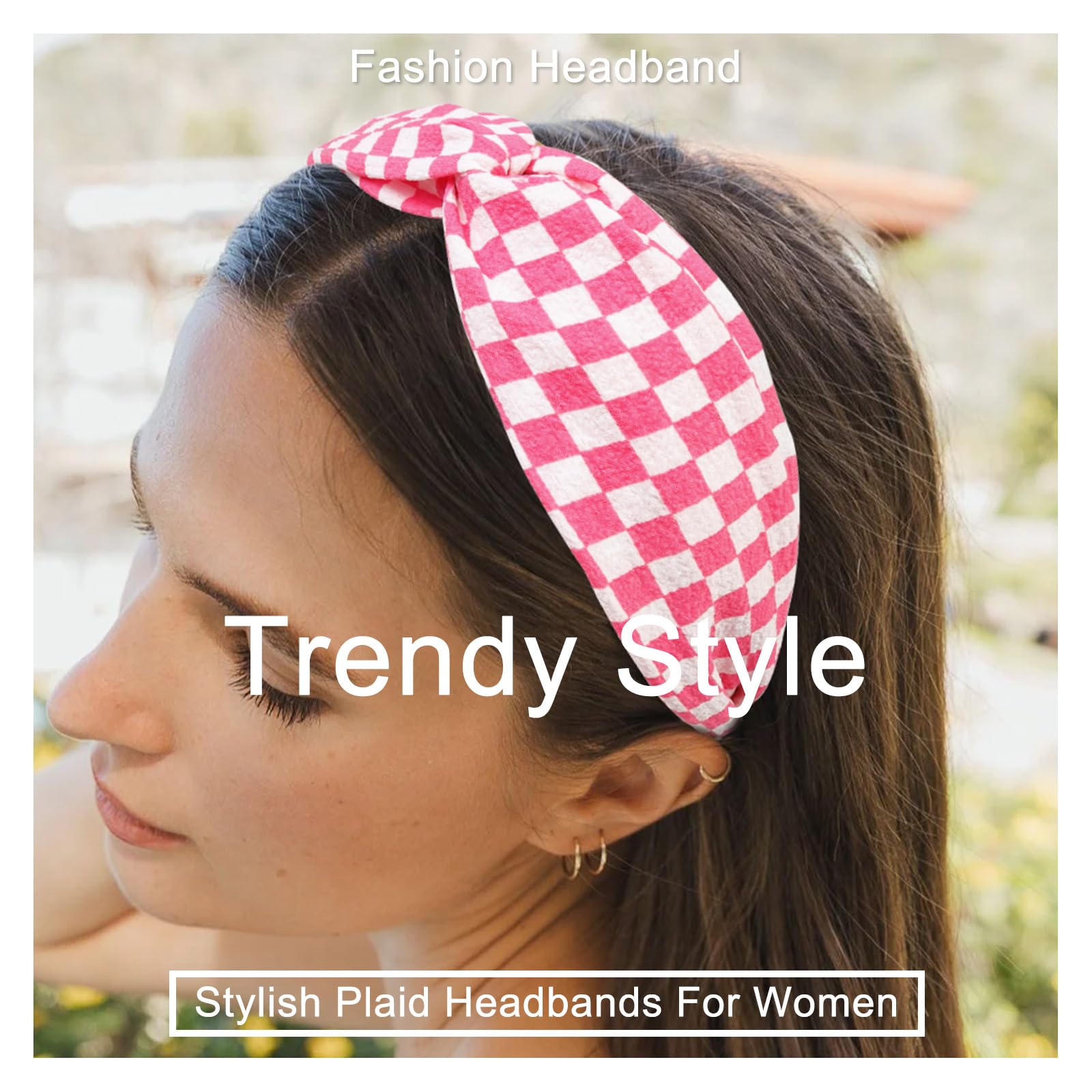 Plaid Comfortable Headband Classic Padded Headband - Green Plaid Gems – Headbands of Hope main image 3
