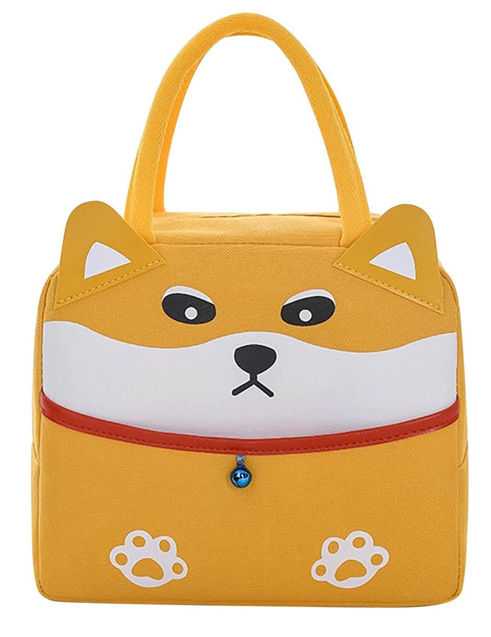 House of Quirk Oxford Cloth+ Thermal Insulation Material Insulated Reusable Lunch Bag Tote Bag For Women Printed Lunch Bag For School Picnic Office Outdoor Gym (Yellow White Dog), 5 Liters (B0BPCRRNH1) Amazon Price History, Amazon Price Tracker
