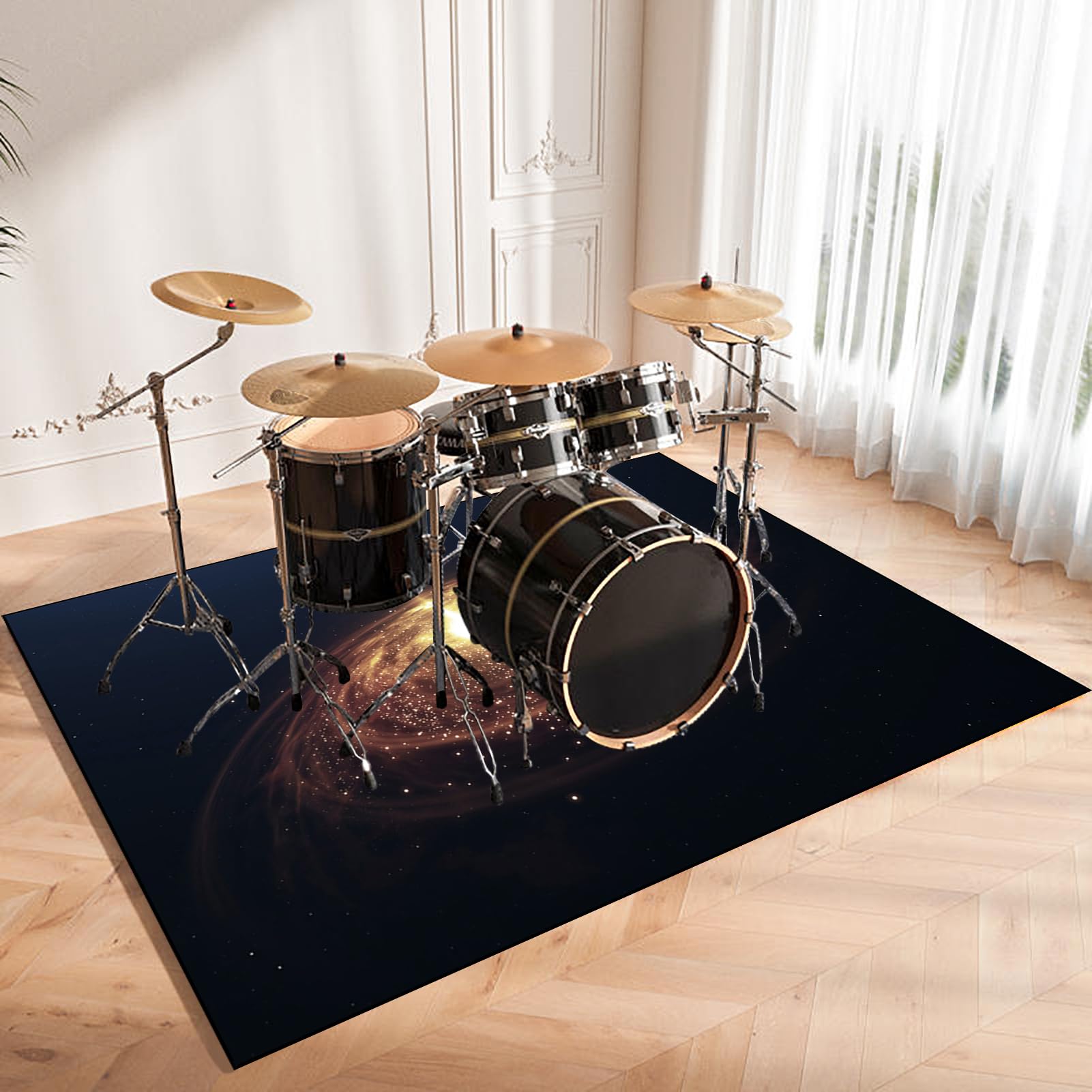 Tappetino antiscivolo per batteria, coperta insonorizzata per kit di batterie acustiche ed elettroniche, tappeto di assorbimento acustico professionale per musicisti, grande, 230 x 180 cm