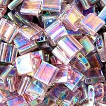 Smokey Amethyst Ab Transparent Tila Beads 7.2 Gram Tube By Miyuki Are a 2 Hole Flat Square Seed Bead 5x5mm 1.9mm Thick with .8mm Holes