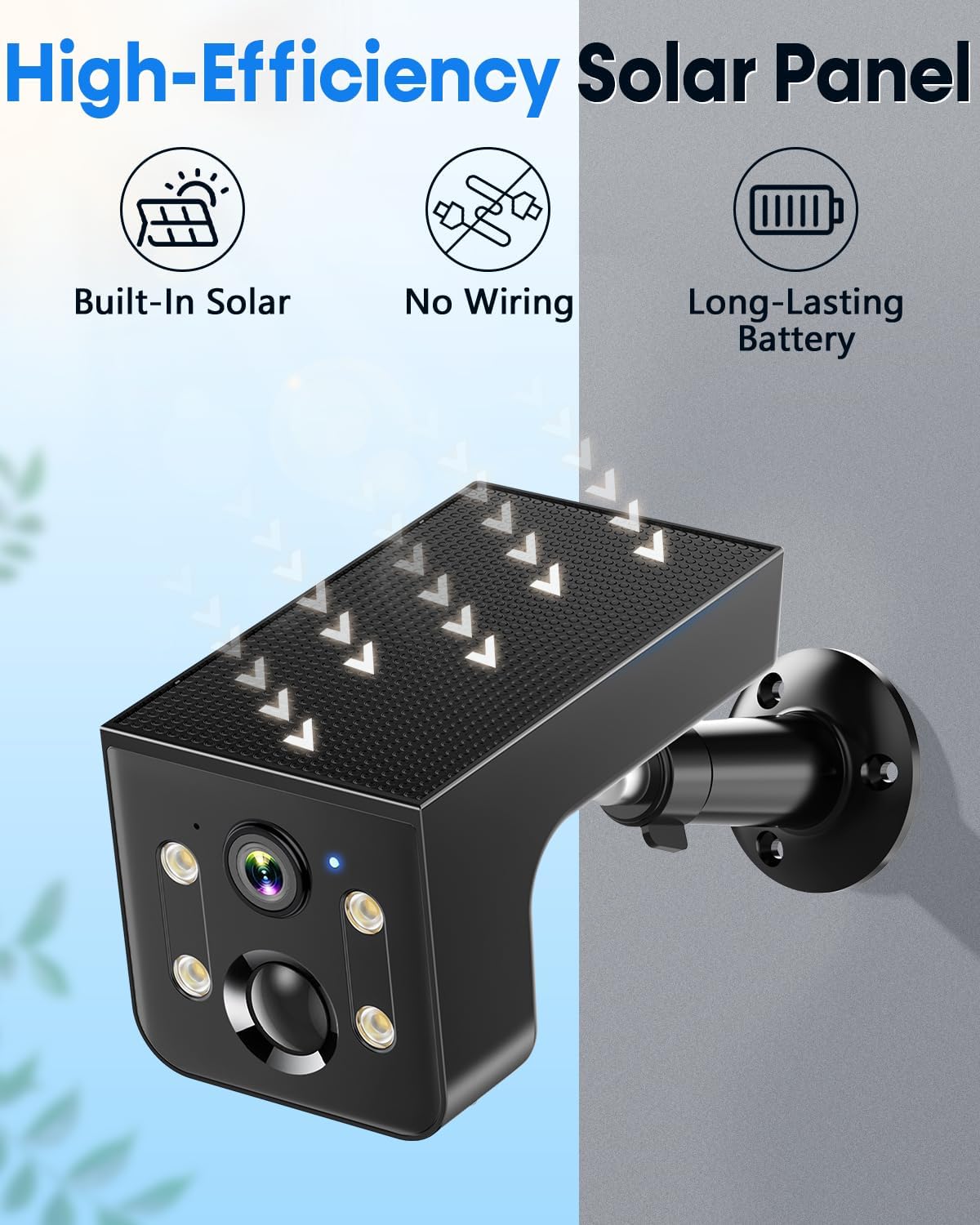 Solar Outdoor Wireless Camera 4 PCS - 2K HD, AI Motion Detection, Easy Setup, WiFi, Color Night,Outdoor Surveillance for Yard & Driveway, Black