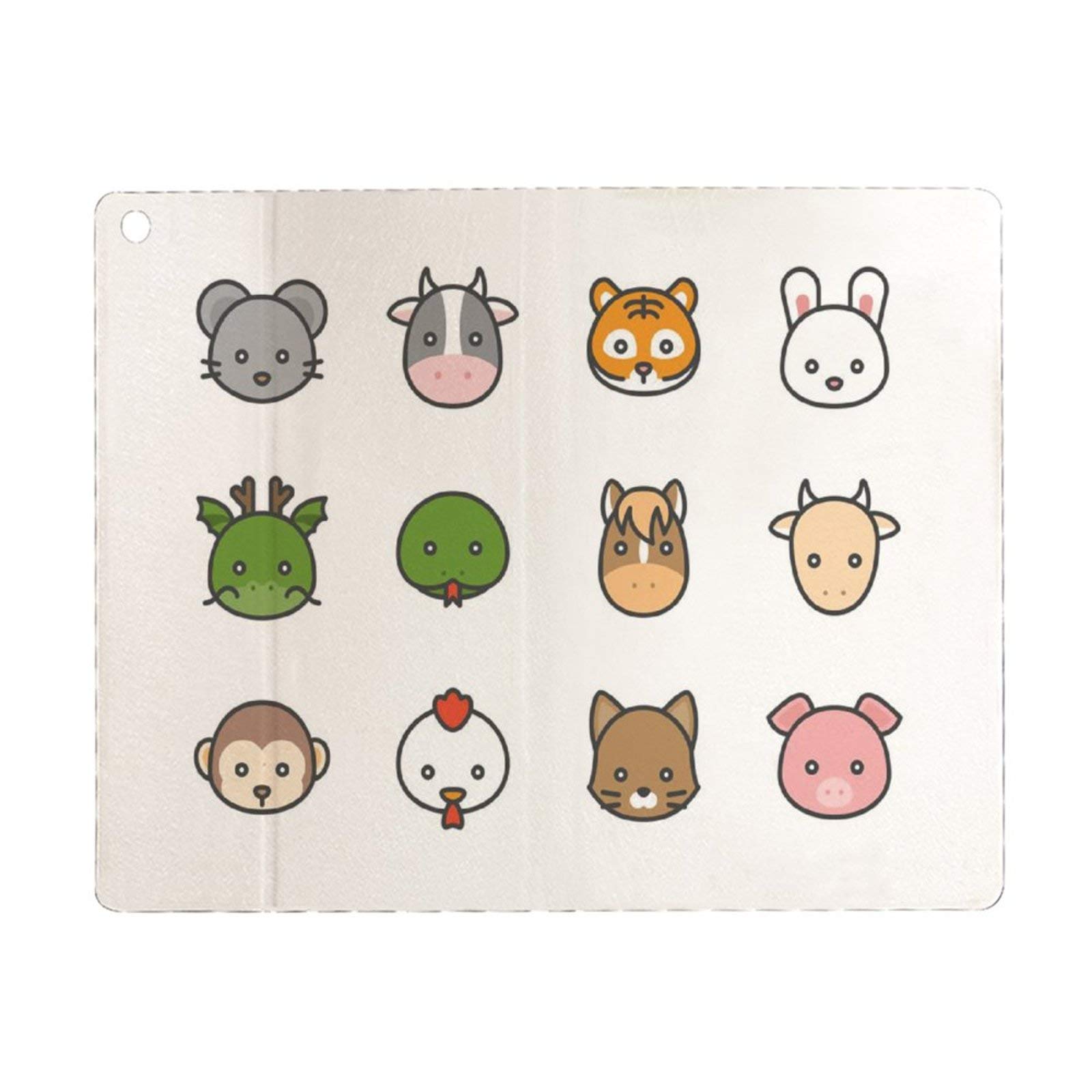Amazon Ipad Pro 11 ケース 磁気吸着 充電に対応 かわいい漫画中国の干支で満たされたアイコンラットの顔牛タイガーウサギドラゴンヘビ馬ヤギ猿酉犬と豚サイズ128px オートスリープ ウェイク スリム 軽量 シルク手触り 高級感 リバウンドマグネティックスマート