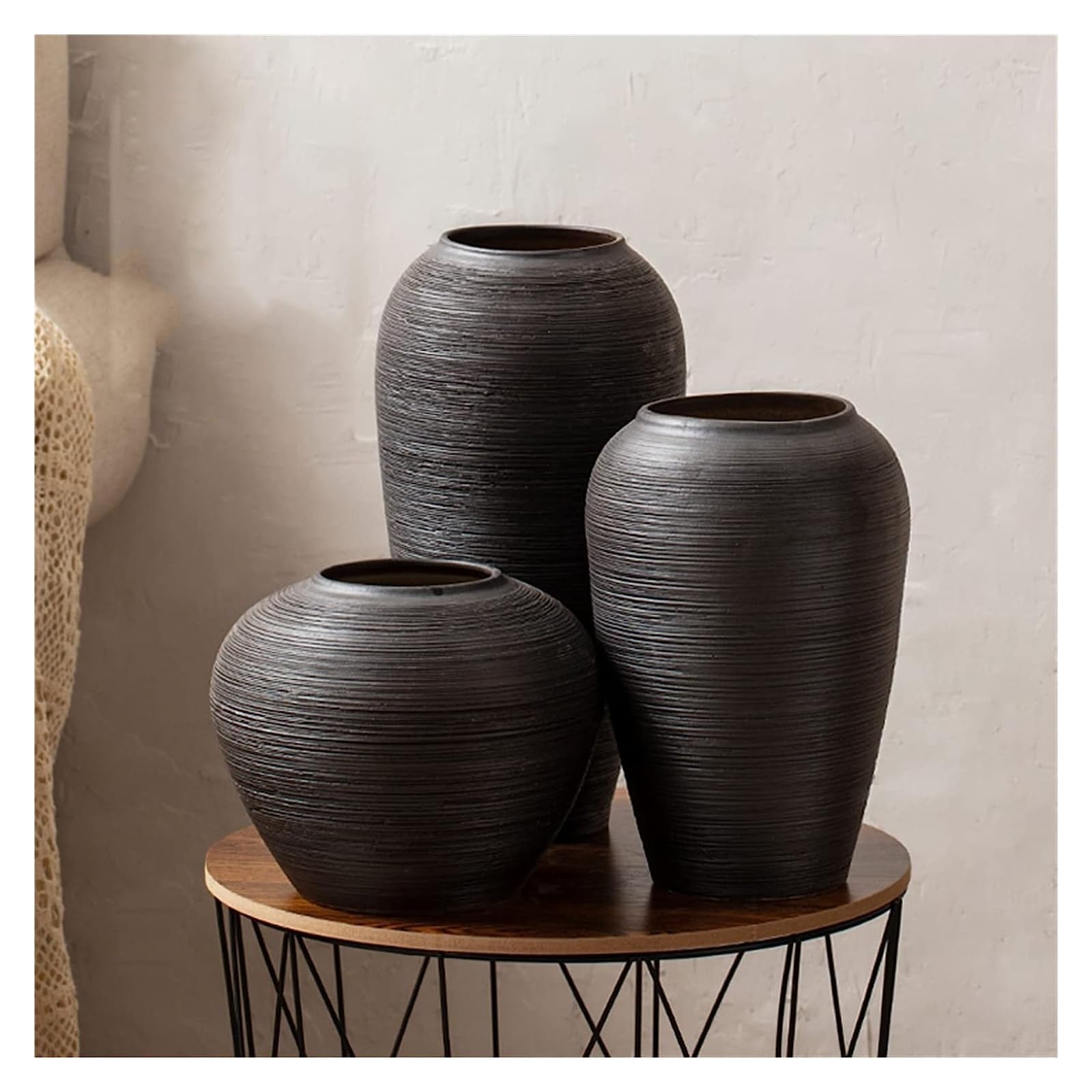 Vasi in Ceramica, vasi Decorativi, Set di 3 vasi, vasi Alti, vasi Piccoli, vasi per Fiori Artificiali, Decorazioni per la Sala da Pranzo(23 * 18CM)