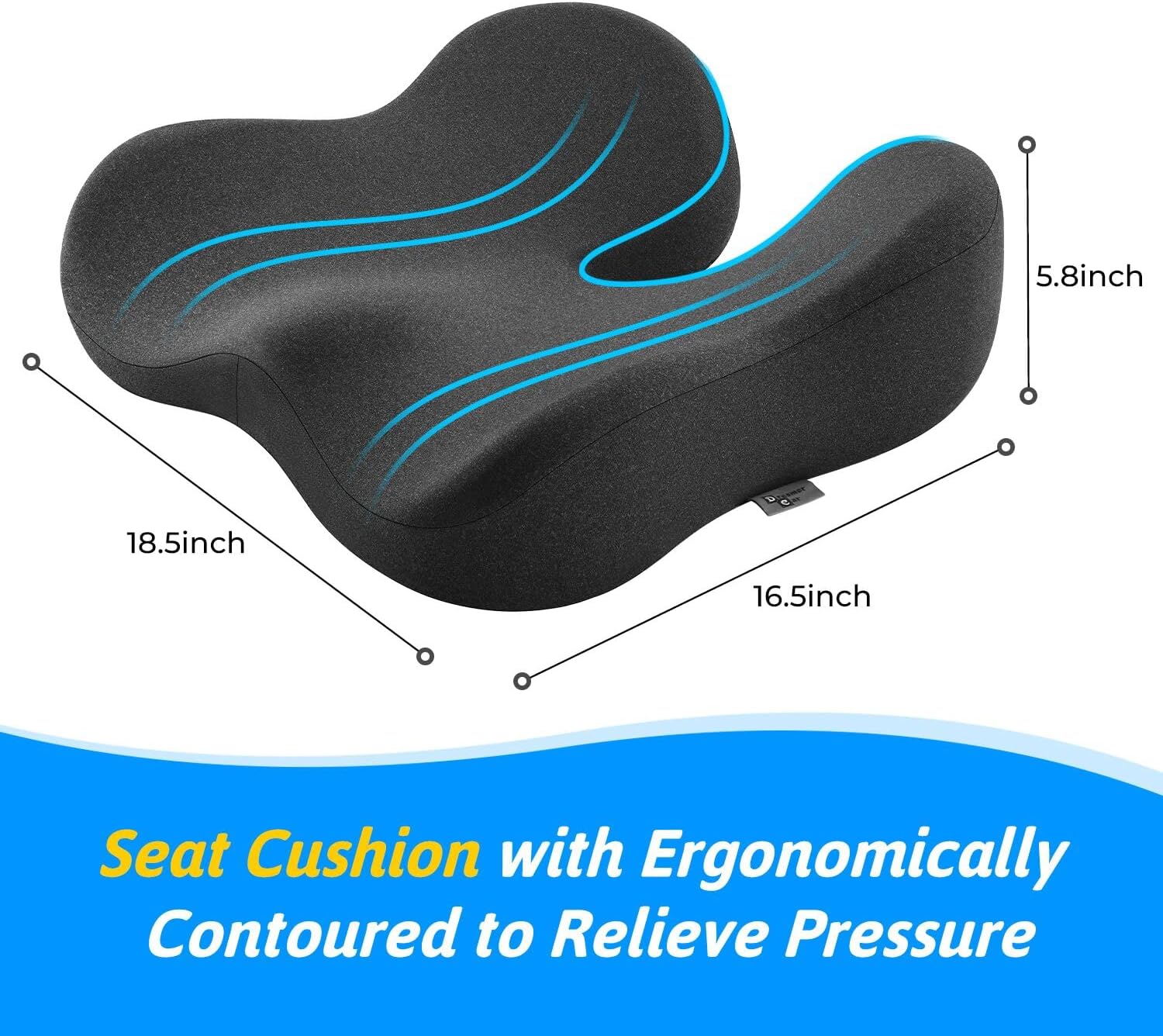 Seat Cushion for Tailbone & Sciatica Pain Relief - Plush Yet Supportive Ergonomic Memory Foam Chair Cushions for Office Chair, Car, Wheelchair,Airplane & Long Sitting (Gray) - Image 2