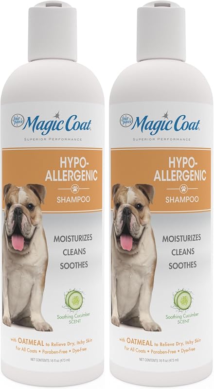 Shampoo hipoalergênico para cães Four Paws Magic Coat com aveia e aroma de pepino – Pacote com 2
