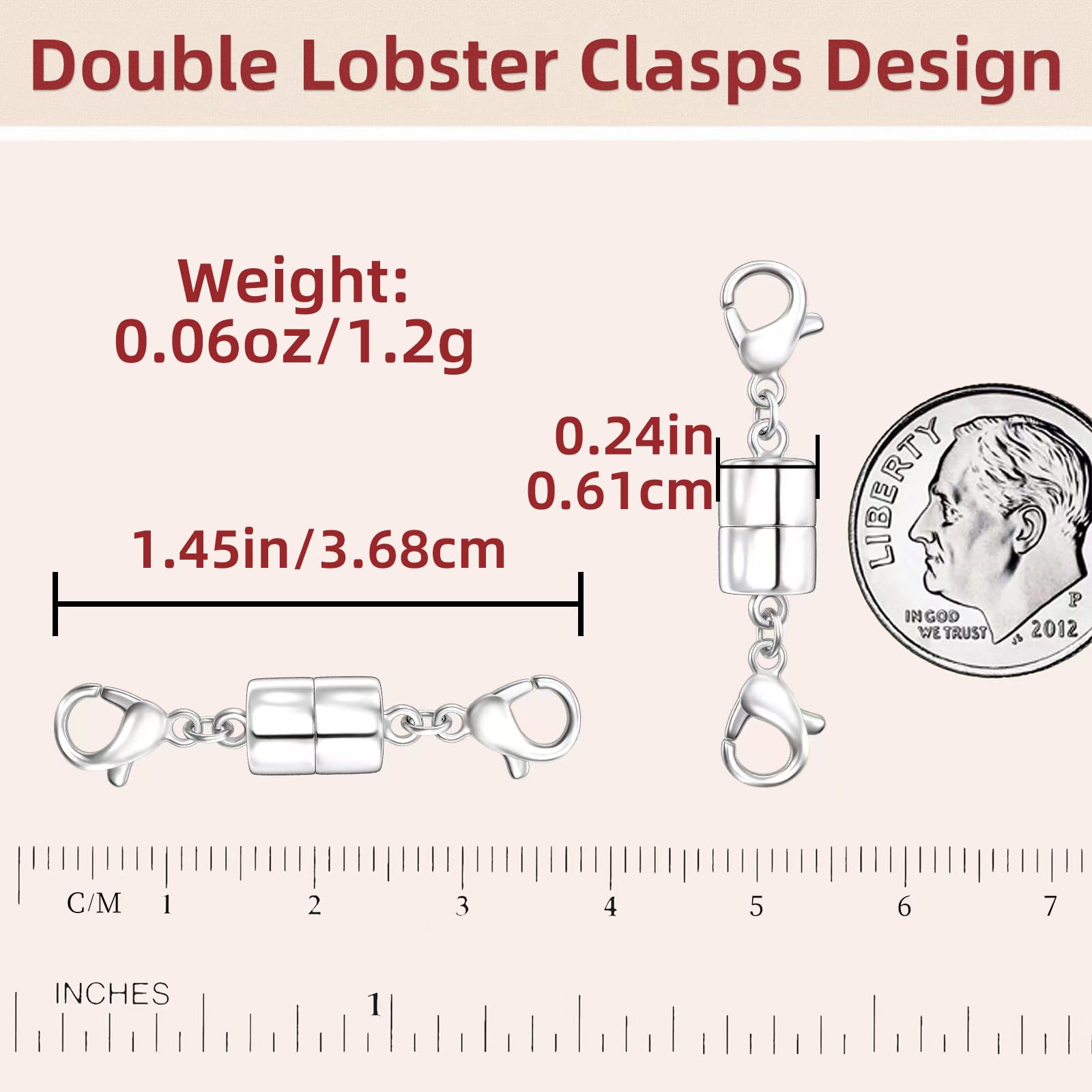 OHINGLT Extra Strong Magnetic Jewelry Clasps for Necklace Extender with Double Lobster Clasp,Magnetic Necklace Clasps and Closures Bracelet Connectors for Women