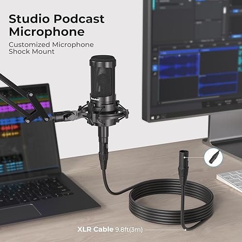Miniatura 5 de Micrófono para Asmr, para interfaz de audio Micrófono de condensador cardioide XLR, grabación de estudio microfono condensador con soportes de