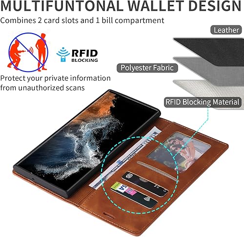 Miniatura 2 de ZZXX Funda tipo cartera para Samsung Galaxy A13 5G con bloqueo RFID, ranura para tarjetas, función atril, magnética, de piel suave, para Samsung