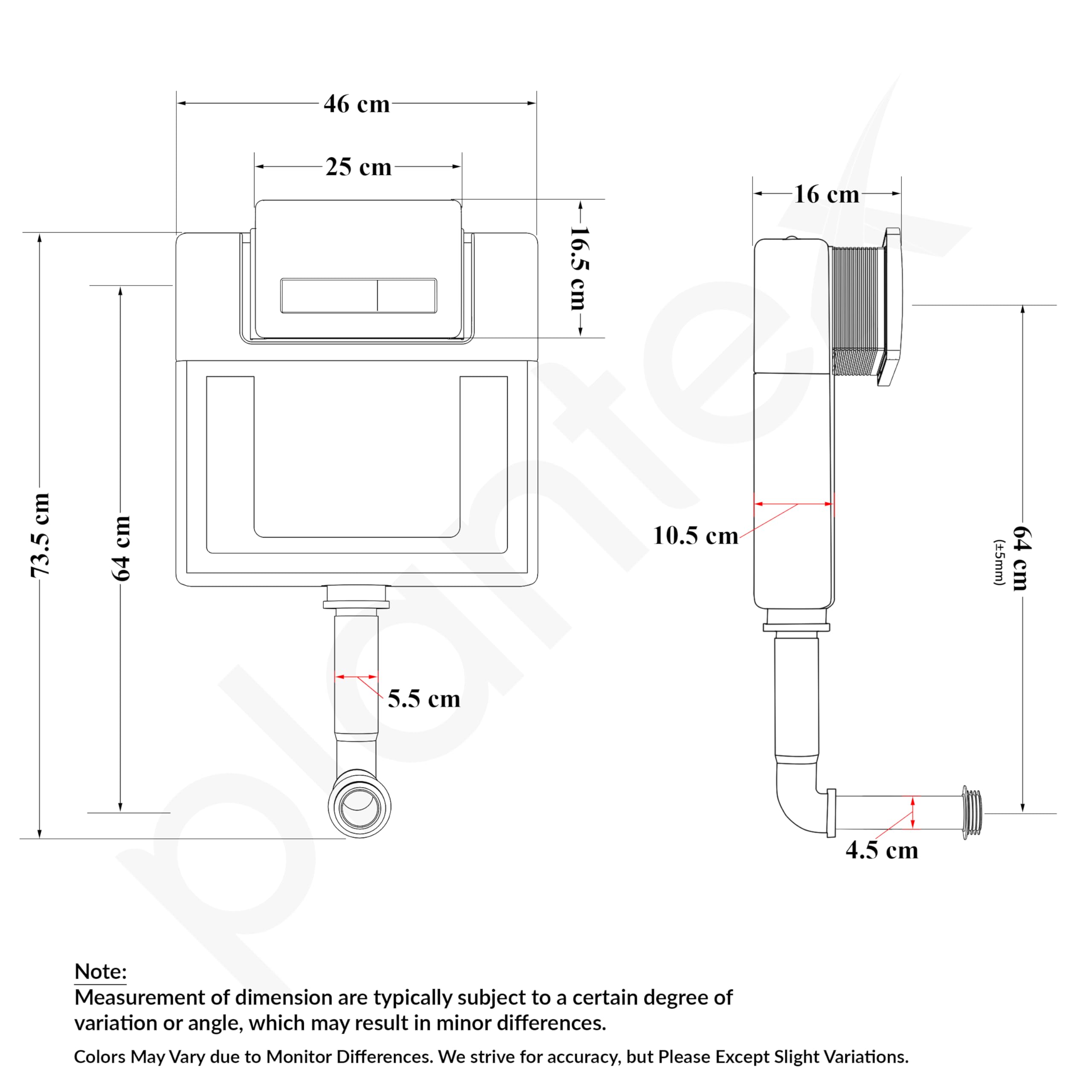 Plantex Concealed Tank for Commode/Cistern Flush Tank for Toilet with 8 LTR Capacity/Flushing Cistern Tank/Slim and Stylish Dual Flush Tank with All Internal Accessories - Pack of 1 (White) 1