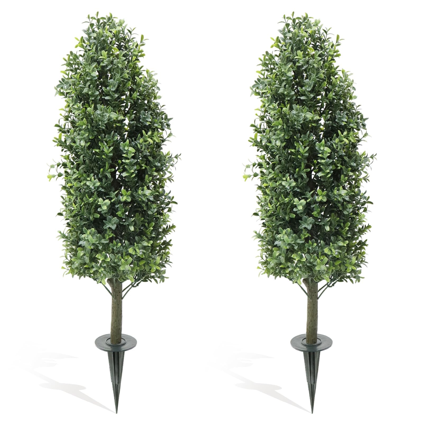 Aptliton Boxwood Topiary Set Of 2 Realistic Artificial Boxwood Trees, 90Cm Uv Resistant Faux Plants, Indoor Outdoor Decorative Shrubs With Ground Spikes, Perfect For Home, Office, Patio