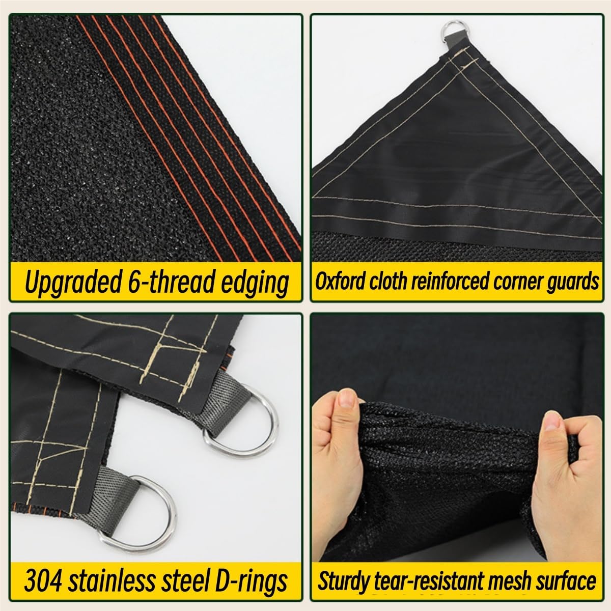 Malla Sombra HDPE 4 Esquinas Reforzadas, Pantalla Protección UV 98% Exterior(Black,4mx6m)