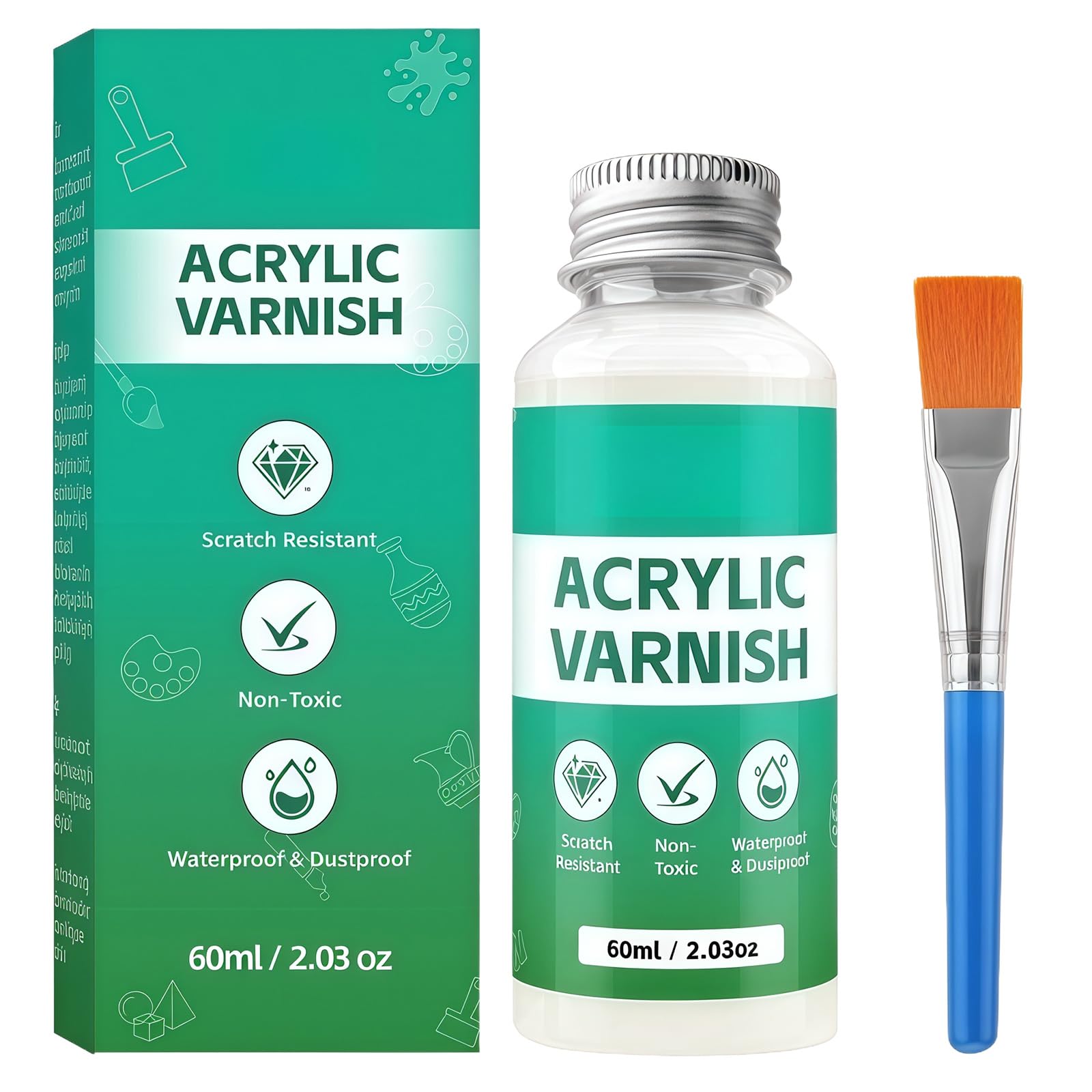 Air Dry Clay Glaze with Brushes, Varnish for Acrylic Painting Waterproof Clay Varnish to Prevent Crack & Yellow