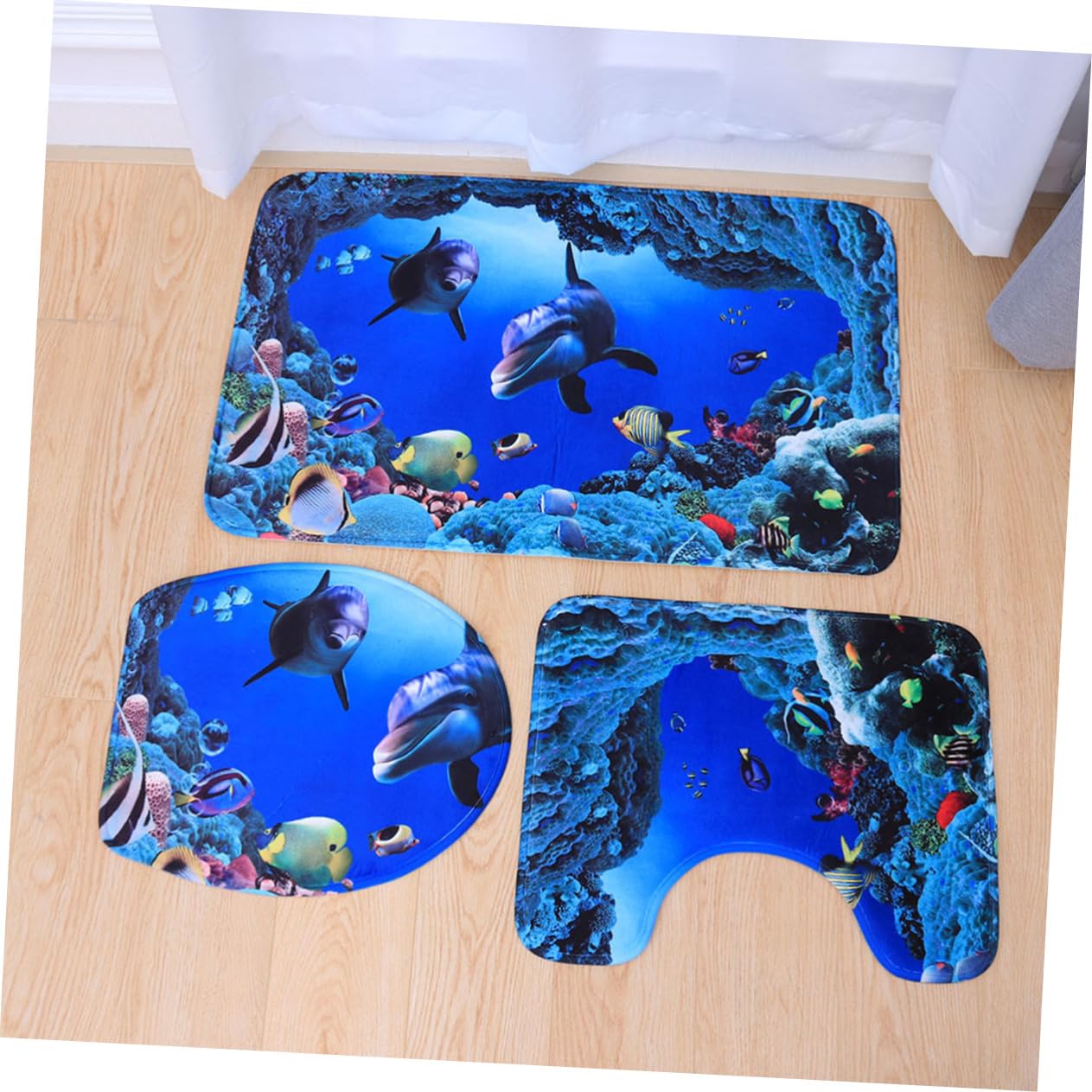 OUNONA Lot de 3 Tapis de Bain Tapis de Bain antidérapant Tapis pour abattant WC Doux Borne Tapis