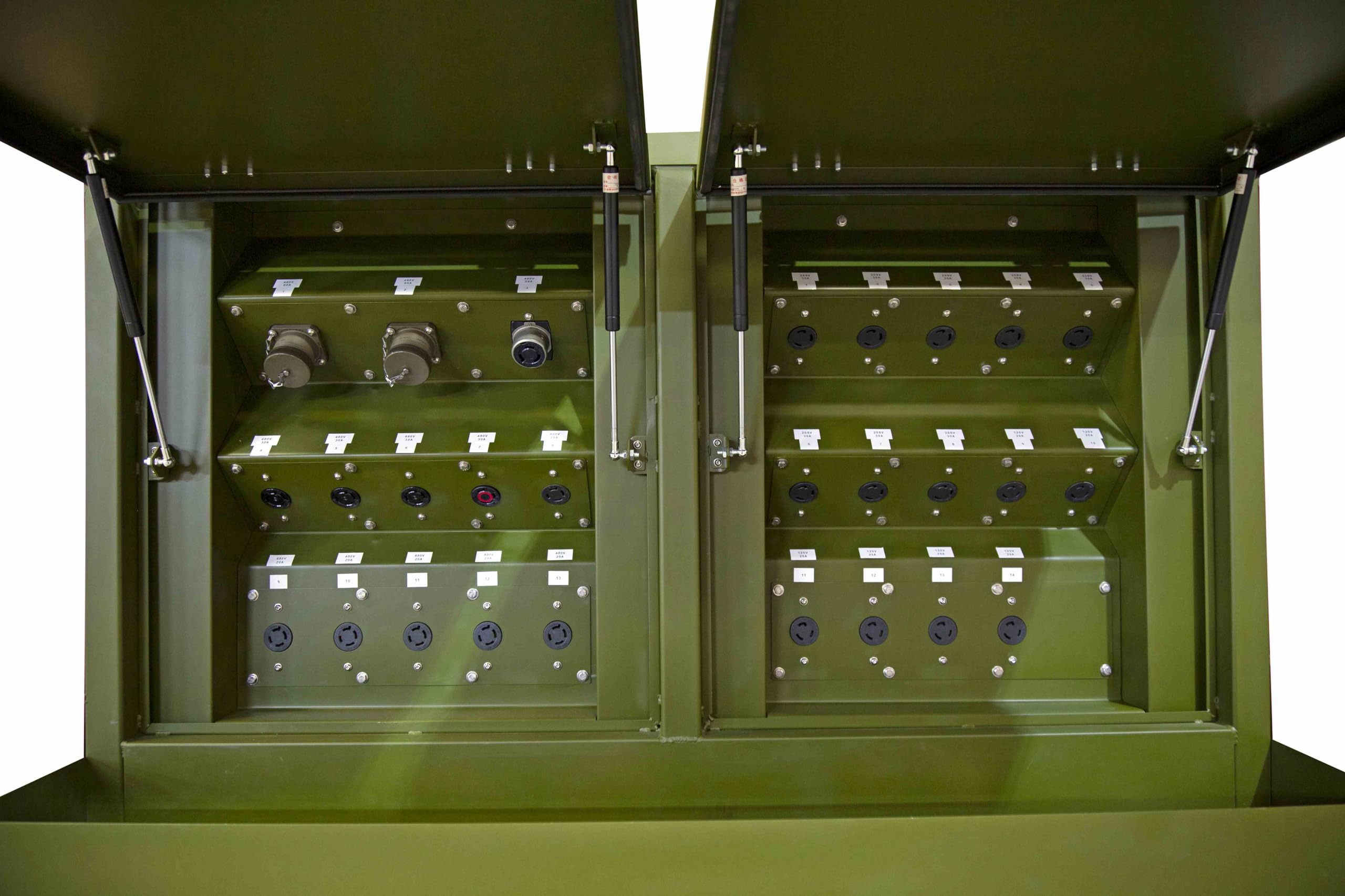 45 KVA Portable Power Distribution Station - 480V to 208Y/120V 3PH - (26) Receptacles - Age Trailer - N3R/Green - JP