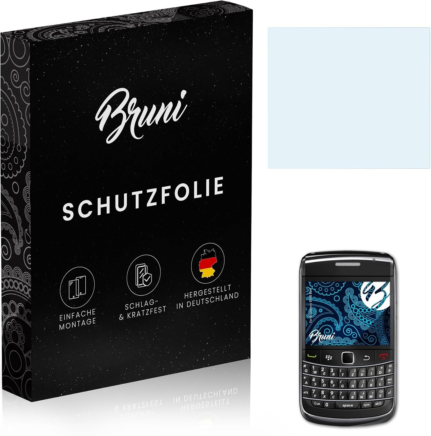 Bruni Screen Protector compatible with Blackberry 9700 Bold Protector Film, crystal clear Protective Film (2X)
