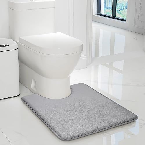 YIHOUSE Tapete de baño de espuma viscoelástica extra gruesa en forma de U, antideslizante, absorbente, suave, lavable a máquina, tapete de baño en