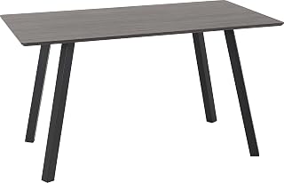 Seconique Berlin Dining Table, Engineered, Black Wood Grain/Black, W 140cm x D 80cm x H 75.5cm