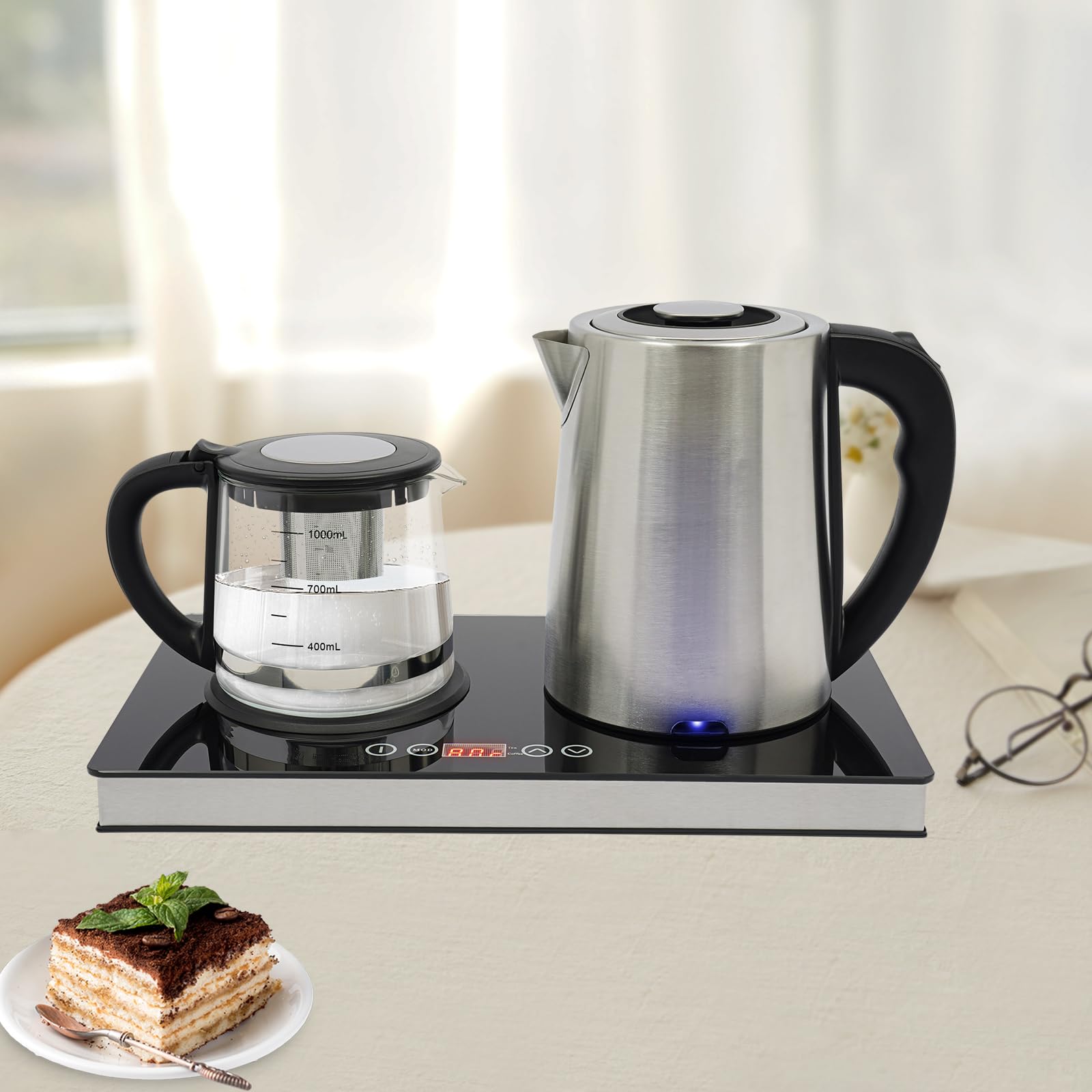 Bouilloire électrique avec filtre et contrôle de la température - Bouilloire électrique à induction pour salon, restaurant, bureau