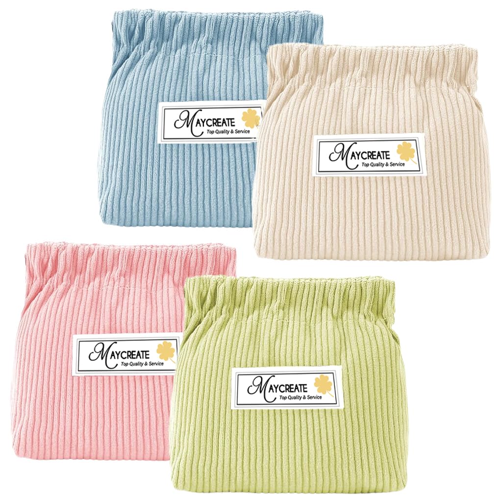Small Makeup Pouch Bag Coin Purse, 4pcs Soft Corduroy Make Up Pouch for Woman, Storage Small Pouches Travel Lipstick Pouches for Women Girls, Jewelry Organizer Bag, Easy Squeeze Open
