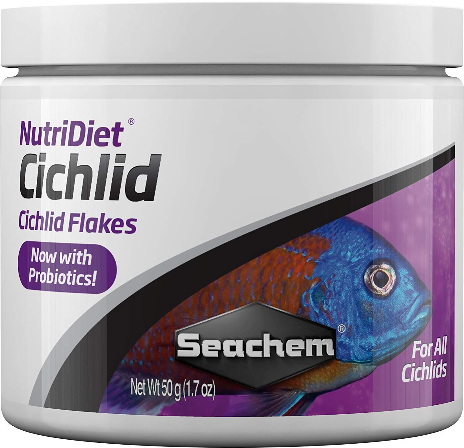 Seachem NutriDiet Cichlid Fish Flakes - Probiotic Formula with GarlicGuard 50g/1.8oz