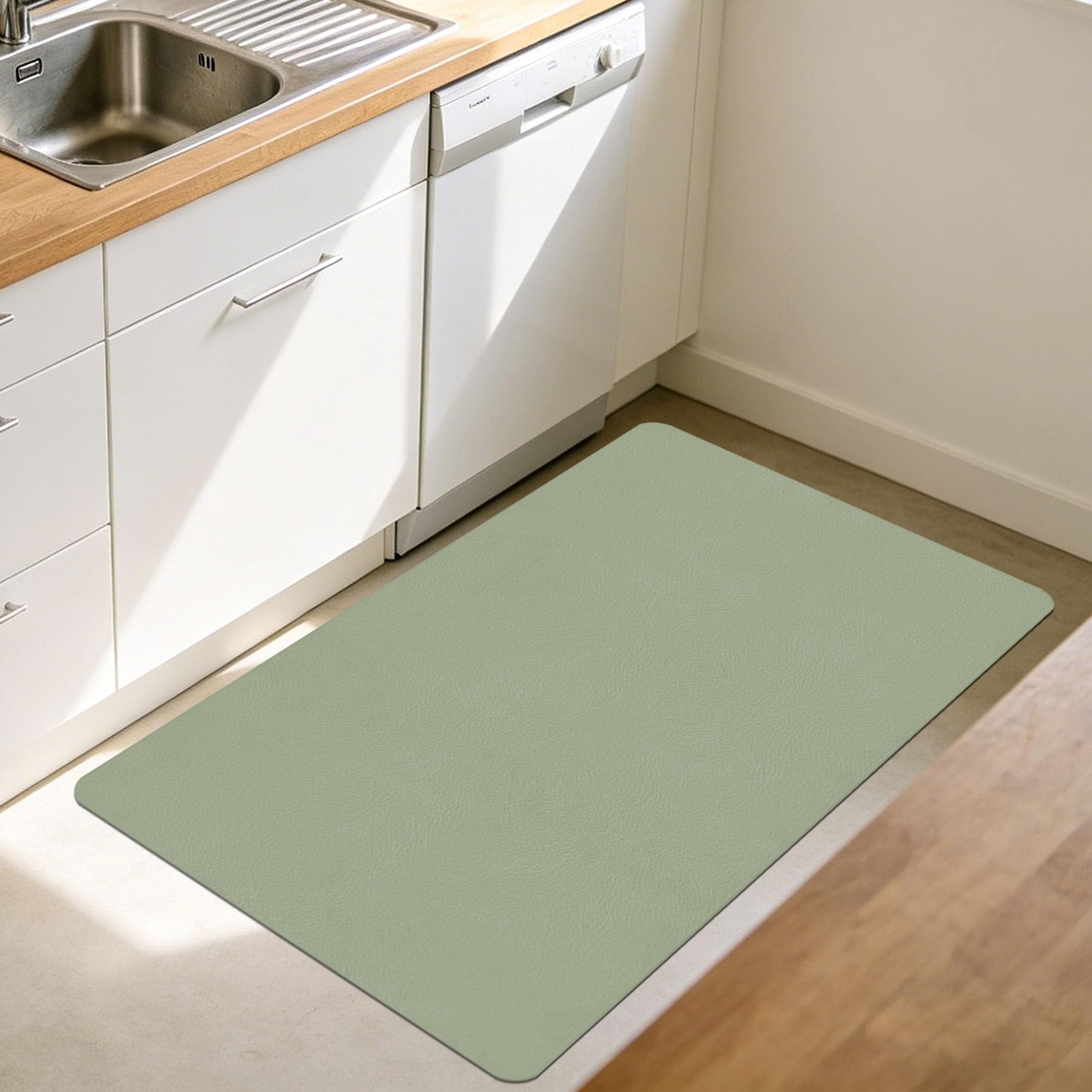 Alfombra Baño Secado Rapido 110 x 118 cm Rápido Secado Alfombra Diatomita Baño Fast Dry Antideslizante y Antihumedad para Ducha, y Cocina, Verde